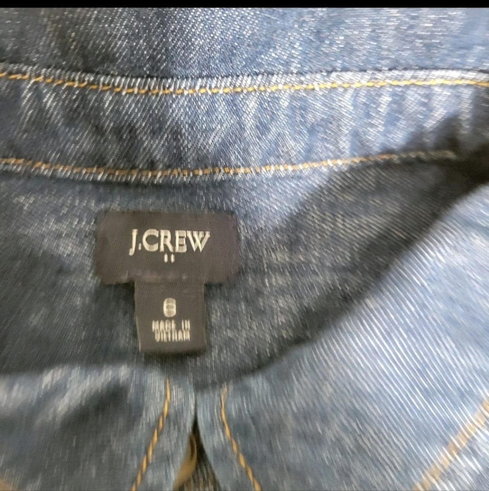 J. Crew Womens Utility Denim Belted Mini Dress Size 6 EUC Costal Cowgirl Classic - Picture 3 of 12